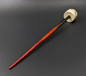 Cauldron spindle in holly and hand dyed curly maple