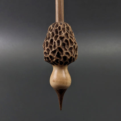Morel mushroom support spindle in maple and walnut