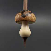 Load image into Gallery viewer, Mushroom support spindle in maple burl, holly, and walnut