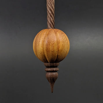 Pumpkin bead spindle in osage orange and walnut