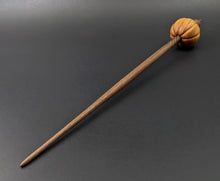 Load image into Gallery viewer, Pumpkin bead spindle in osage orange and walnut