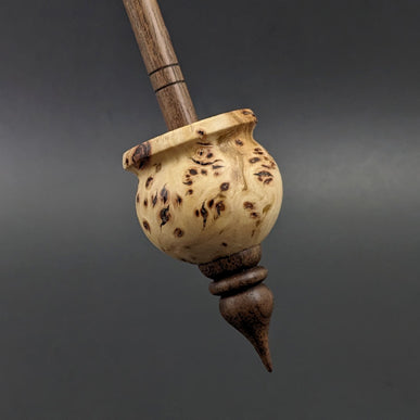 Cauldron spindle in elm burl and walnut