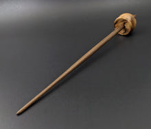 Load image into Gallery viewer, Cauldron spindle in redbud burl and walnut with malachite inlay