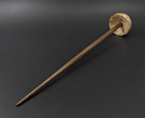 Tibetan style spindle in flame box elder burl and walnut