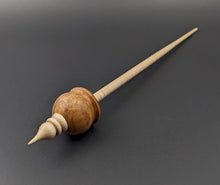 Load image into Gallery viewer, Cauldron spindle in amboyna burl and curly maple
