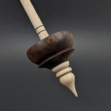 Load image into Gallery viewer, Tibetan style spindle in walnut burl and curly maple
