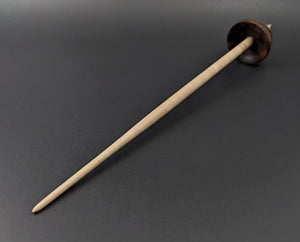 Tibetan style spindle in walnut burl and curly maple