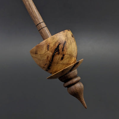 Teacup spindle in redbud burl and walnut