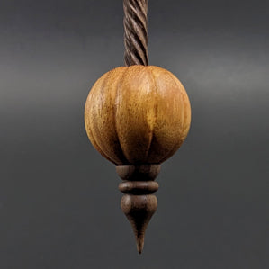 Pumpkin bead spindle in osage orange and walnut