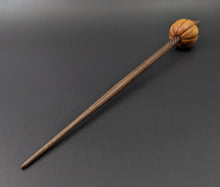 Load image into Gallery viewer, Pumpkin bead spindle in osage orange and walnut