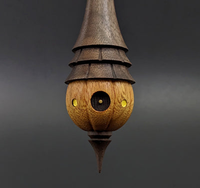 Pumpkin wee folk spindle in osage orange and walnut