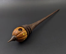 Load image into Gallery viewer, Pumpkin wee folk spindle in osage orange and walnut
