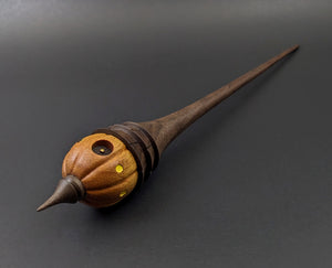 Pumpkin wee folk spindle in osage orange and walnut