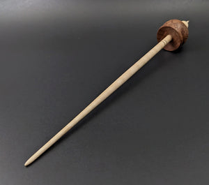 Cauldron spindle in redwood lace burl and curly maple