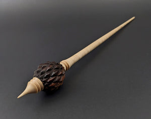 Dragon egg bead spindle in cocobolo and curly maple