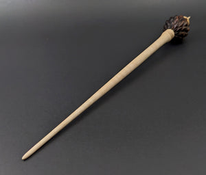 Dragon egg bead spindle in cocobolo and curly maple