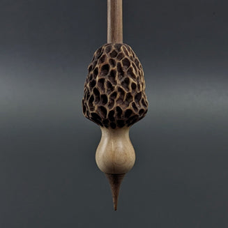 Morel mushroom support spindle in maple and walnut