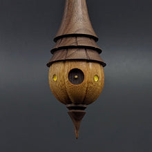 Load image into Gallery viewer, Pumpkin wee folk spindle in osage orange and walnut (&lt;font color=&quot;red&quot;&lt;b&gt;RESERVED&lt;/b&gt;&lt;/font&gt; for Mandy)