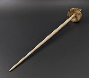 Tibetan style spindle in spalted hackberry and curly maple