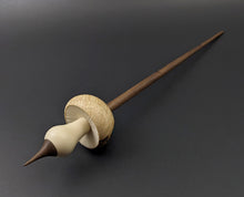 Load image into Gallery viewer, Mushroom support spindle in spalted maple, holly, and walnut with malachite inlay