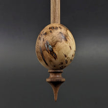 Load image into Gallery viewer, Egg bead spindle in elm burl and walnut with turquoise inlay