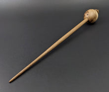 Load image into Gallery viewer, Egg bead spindle in elm burl and walnut with turquoise inlay