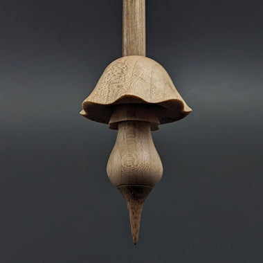 Mushroom support spindle in maple and walnut