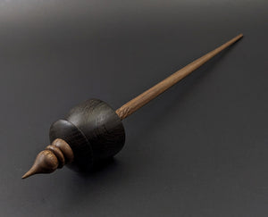 Teacup spindle in bog oak and walnut