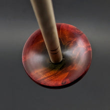 Load image into Gallery viewer, Tibetan style spindle in hand dyed maple burl and curly maple