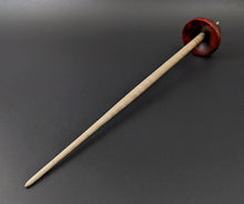 Load image into Gallery viewer, Tibetan style spindle in hand dyed maple burl and curly maple