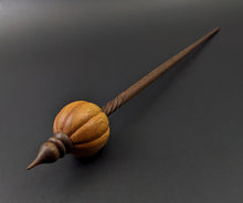 Load image into Gallery viewer, Pumpkin bead spindle in osage orange and walnut