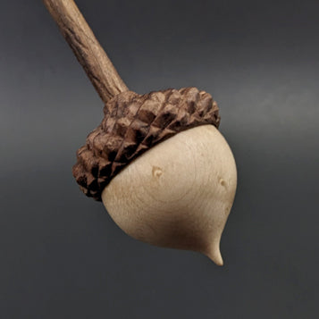 Acorn support spindle in birdseye maple and walnut