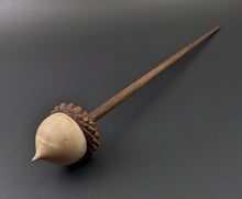 Load image into Gallery viewer, Acorn support spindle in birdseye maple and walnut
