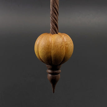 Pumpkin bead spindle in osage orange and walnut