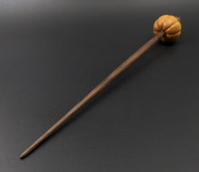 Load image into Gallery viewer, Pumpkin bead spindle in osage orange and walnut