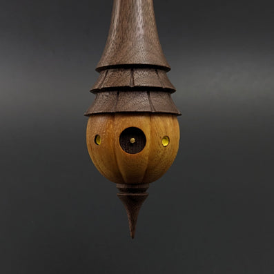 Pumpkin wee folk spindle in osage orange and walnut
