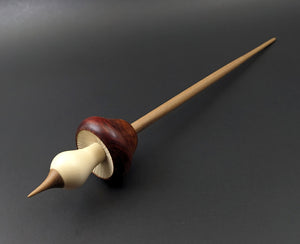 Mushroom support spindle in hand dyed maple burl, holly, and walnut