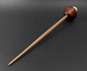 Mushroom support spindle in hand dyed maple burl, holly, and walnut