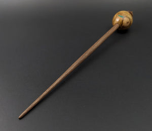 Egg bead spindle in redbud burl and walnut with malachite inlay (<font color="red"<b>RESERVED</b></font> for Sarah)