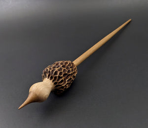 Morel mushroom support spindle in maple and walnut