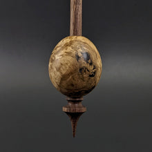 Load image into Gallery viewer, Egg bead spindle in maple burl and walnut