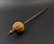 Load image into Gallery viewer, Pumpkin bead spindle in osage orange and walnut
