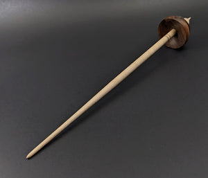 Tibetan style spindle in walnut burl and curly maple