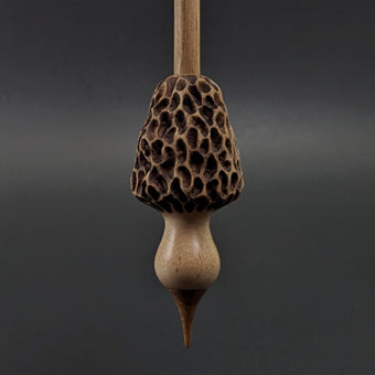 Morel mushroom support spindle in maple and walnut