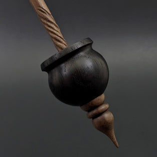 Cauldron spindle in bog oak and walnut
