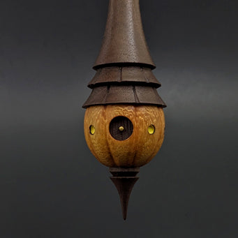 Pumpkin wee folk spindle in osage orange and walnut