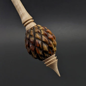 Dragon egg bead spindle in cocobolo and curly maple