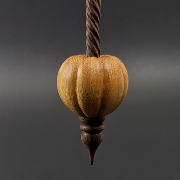 Pumpkin bead spindle in osage orange and walnut