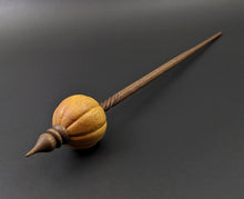 Load image into Gallery viewer, Pumpkin bead spindle in osage orange and walnut