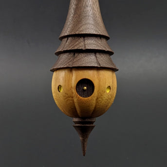 Pumpkin wee folk spindle in osage orange and walnut